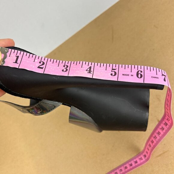 Pleaser Flamingo Holographic Platform Heels Womens 6.5 or 7 Black Ankle Strap - Picture 8 of 12